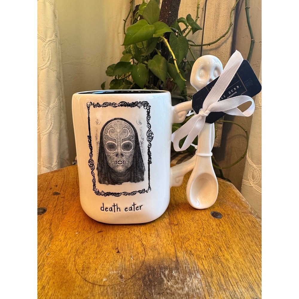 Rae Dunn x Harry Potter "death eater" mug w/ spoon skull bones Halloween Goth
